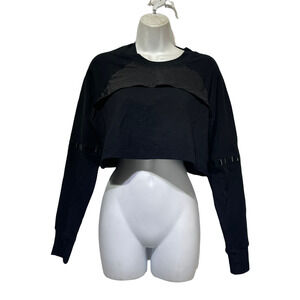 lime and vine black long sleeve studded detail crop top Womens Size XS